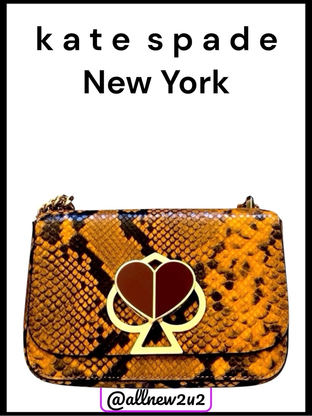 SALE USE BUY NOW Kate Spade Nicola Snake Embossed Twistloc Marigold (897)